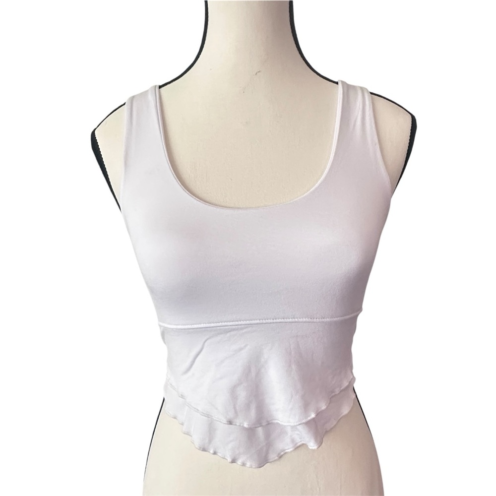 White Layered Tank Top with Strappy Back